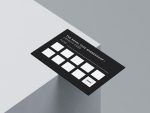 Reverse side of the barbershop loyalty card template showing client name field, ten-visit stamp grid and loyalty card label
