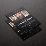 Premium A5 flyer for barbers and barbershops, highlighting first-visit discount and stylish design.