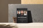 Barber marketing flyer with strong offer and QR code for easy client bookings and promotions.