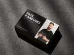 Use case graphic showing the black barber business card with photo works for barbershop teams and individual barbers working within a shop