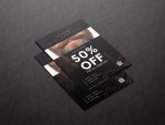 Barbershop promotion flyer with QR code booking block optimized for fast client appointments and local marketing.