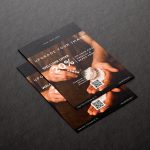 Barbershop welcome offer flyer template A5 Canva design with QR code and 20 percent discount promotion