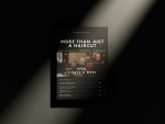 Short price list and contact details section inside the minimal black A5 barbershop brochure template
