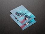 Printed neon minimal A5 local barber flyer template with barber chair illustration, same-day appointment text and QR code
