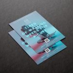 Printed neon minimal A5 local barber flyer template with barber chair illustration, same-day appointment text and QR code
