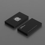 Close-up of the oversized QR booking code on the full reverse face of the minimal barbershop card template showing scan legibility at card scale