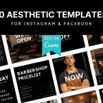 50 Barbershop Instagram Post Templates — Minimal Canva Social Kit