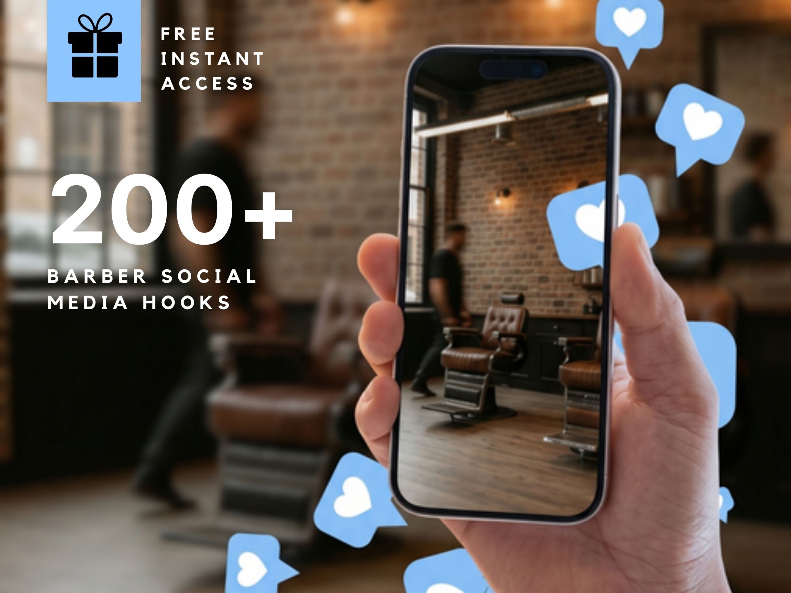 200+ Free Barber Reels Hooks & Post Headlines — PDF Kit | Groomkit 200+ barber social media hooks — free Reels and post headline kit PDF cover