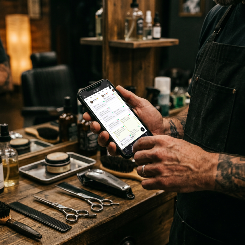 Barber with full booking calendar on phone — how to get more clients and grow barber business